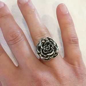 Vintage Sterling Silver Rose Statement Ring